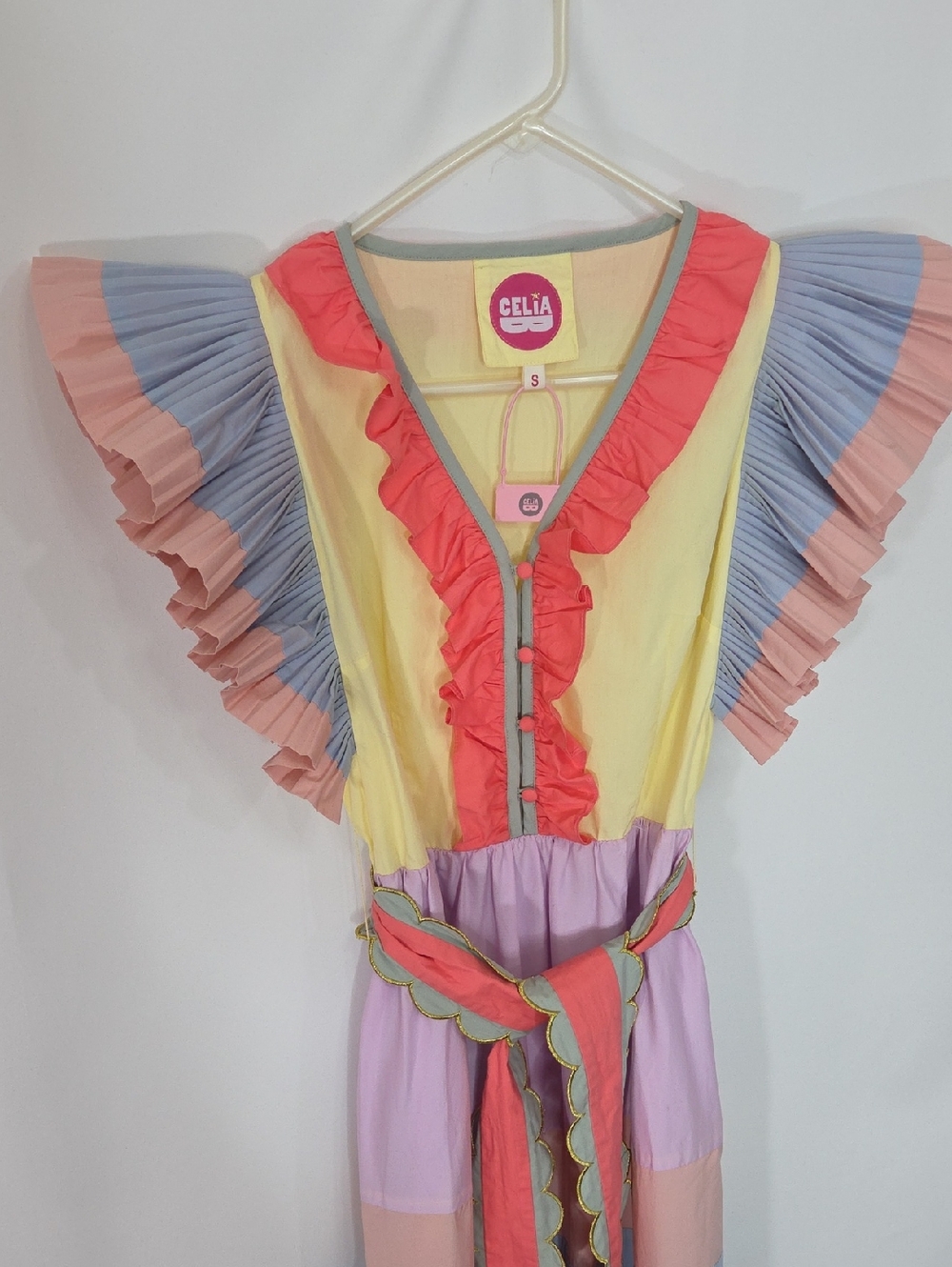 Celia B. Marcellene Ruffled Scalloped Midi Dress Size S NWOT - Picture 7 of 13